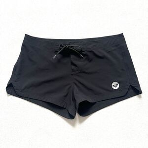 ROXY Women Solid Black Stretch Poly Blend 2.5” Tie Beach Swim Board Shorts M